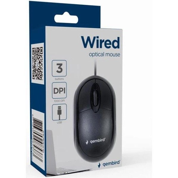 Gembird ratón óptico usb  3 botones cable negro